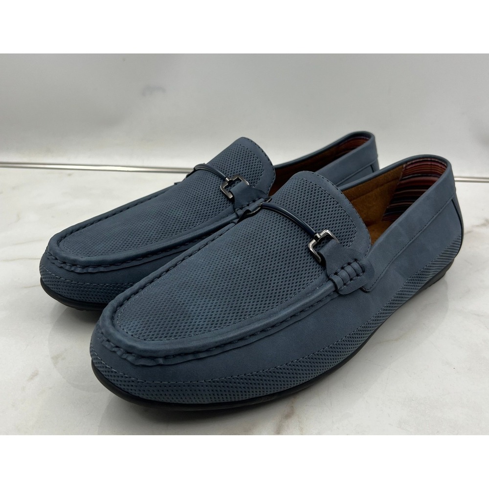 Stacy Adams Loafer Shoes Men's Size 10M Slate Blue Perforated Bit Driving Mocs